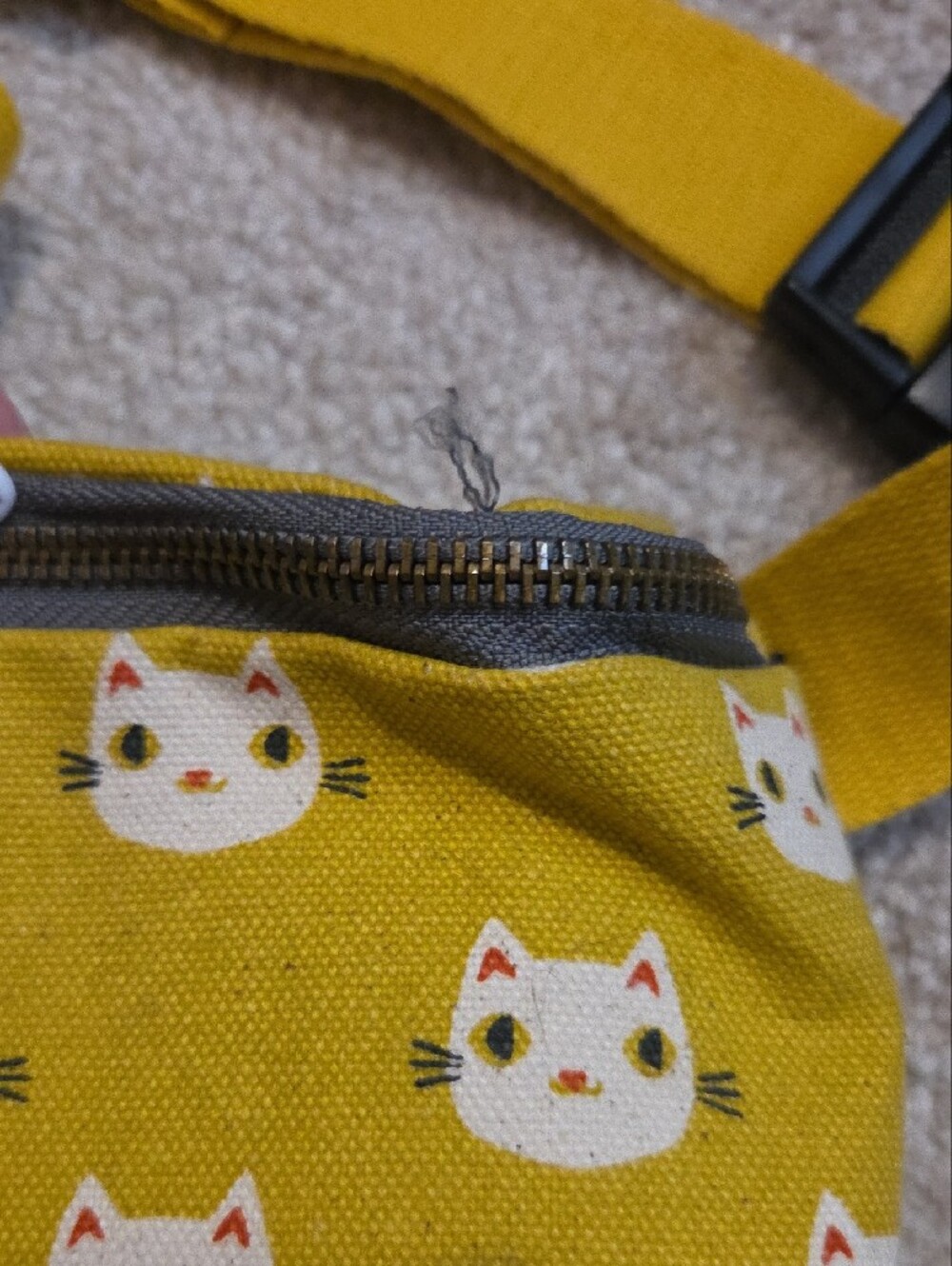 Canvas Cat Print Waist Belt Mustard Yellow - Picture 3 of 7